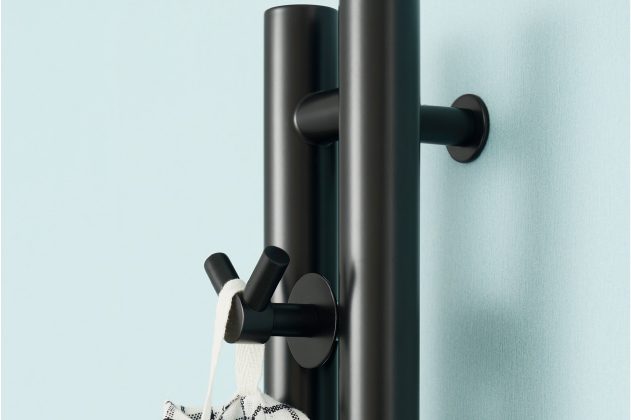 Чёрные полотенцесушители в ванной комнате Чёрные полотенцесушители в ванной комнате